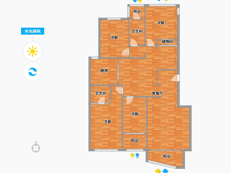 河南省-郑州市-金水太极公馆-150.09-户型库-采光通风