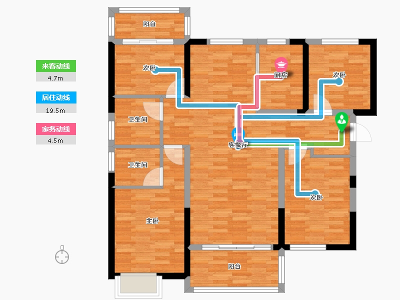 湖南省-长沙市-美的翰城-94.88-户型库-动静线