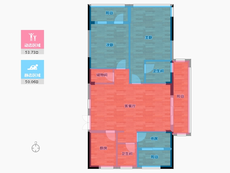 浙江省-宁波市-宁杏府-93.29-户型库-动静分区