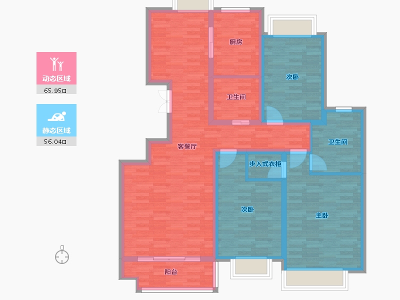 山东省-济南市-彩虹湖小区-108.85-户型库-动静分区