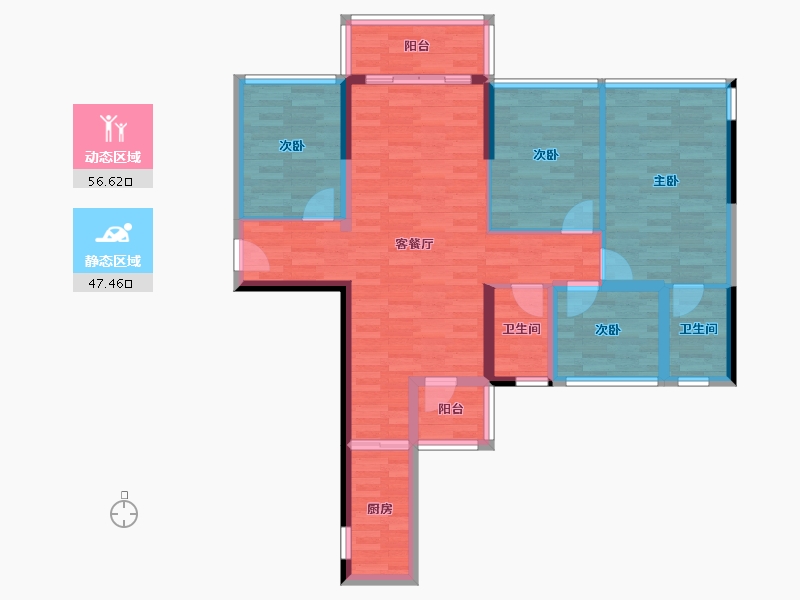 广西壮族自治区-南宁市-西建・冠城世家-92.49-户型库-动静分区