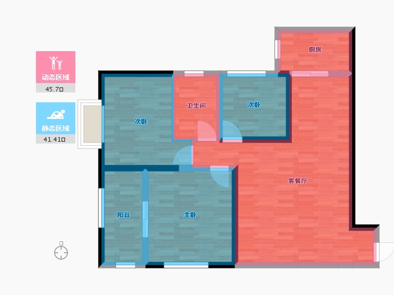 陕西省-西安市-卡布奇诺社区-77.35-户型库-动静分区