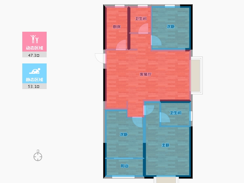 山东省-济南市-地平·西棠甲第-90.00-户型库-动静分区