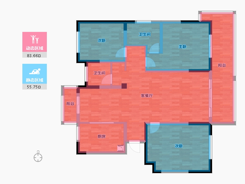 江苏省-无锡市-长和新天地-124.99-户型库-动静分区