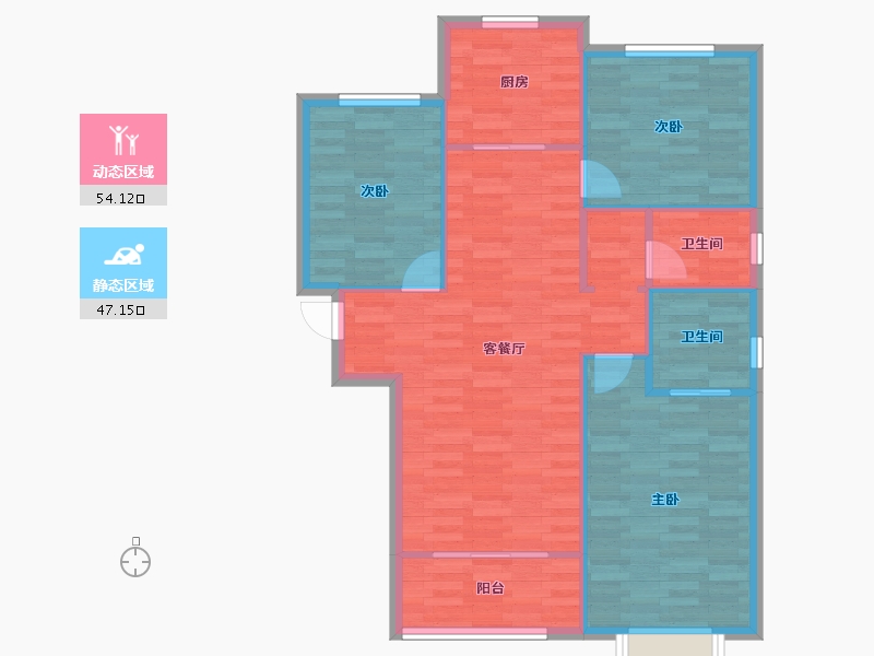 陕西省-西安市-大华锦绣-92.94-户型库-动静分区