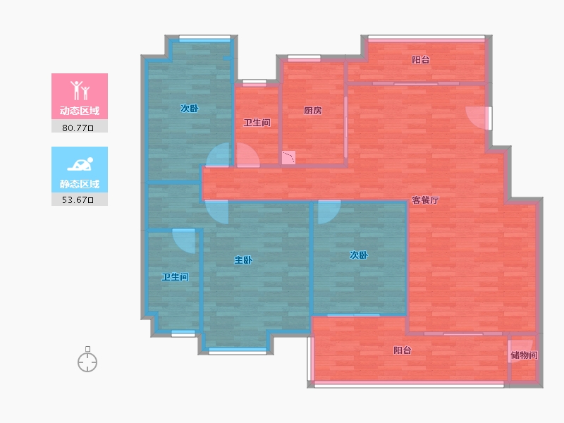 广东省-佛山市-保利花园-123.58-户型库-动静分区