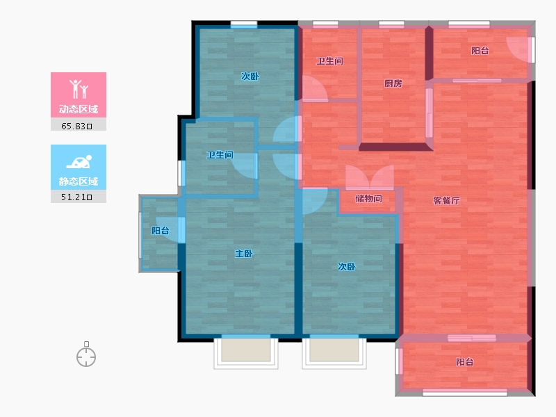 上海-上海市-浦发东悦城-104.00-户型库-动静分区