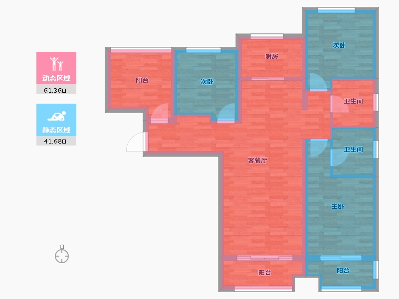 河北省-廊坊市-大运河孔雀城温莎郡-90.32-户型库-动静分区