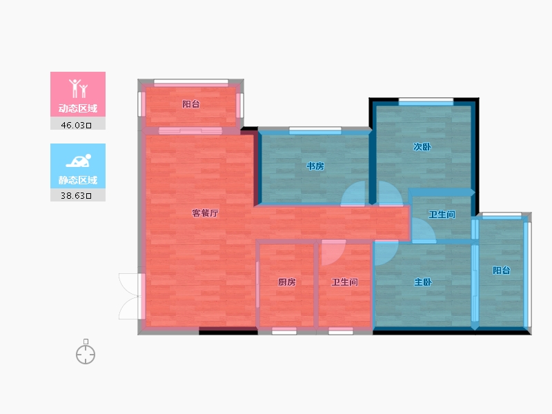 湖北省-十堰市-和美嘉苑-74.71-户型库-动静分区