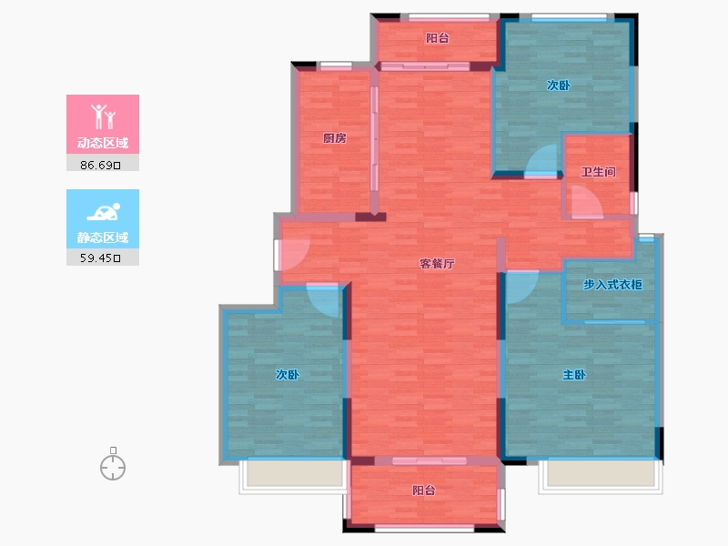 安徽省-合肥市-御花园-131.01-户型库-动静分区