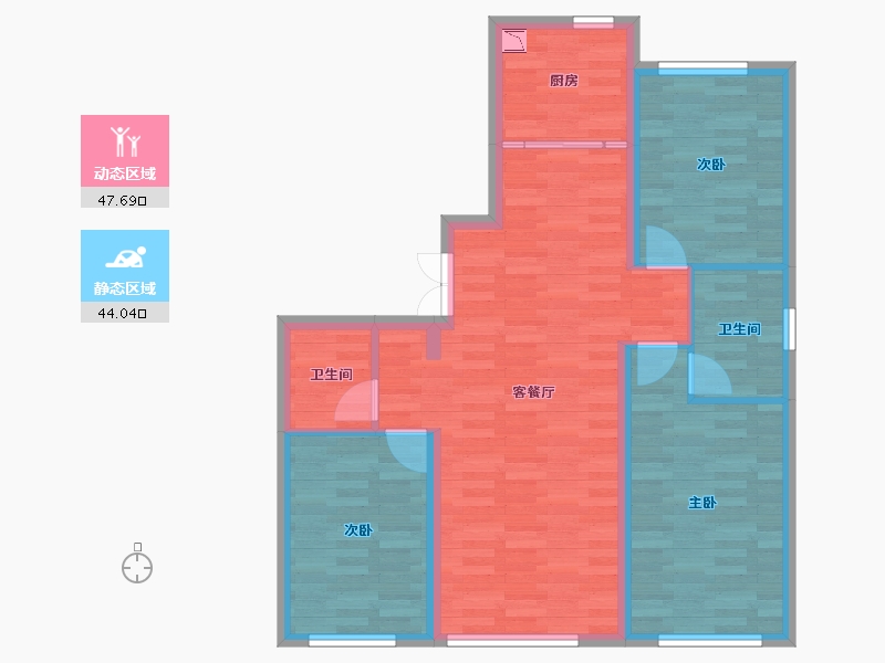 黑龙江省-哈尔滨市-凯利悦-81.99-户型库-动静分区