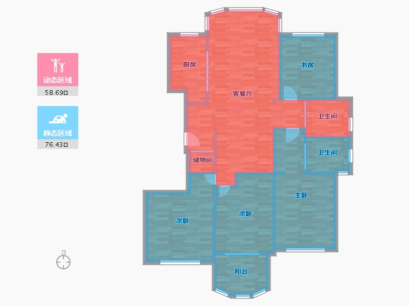 浙江省-宁波市-都市森林-124.38-户型库-动静分区