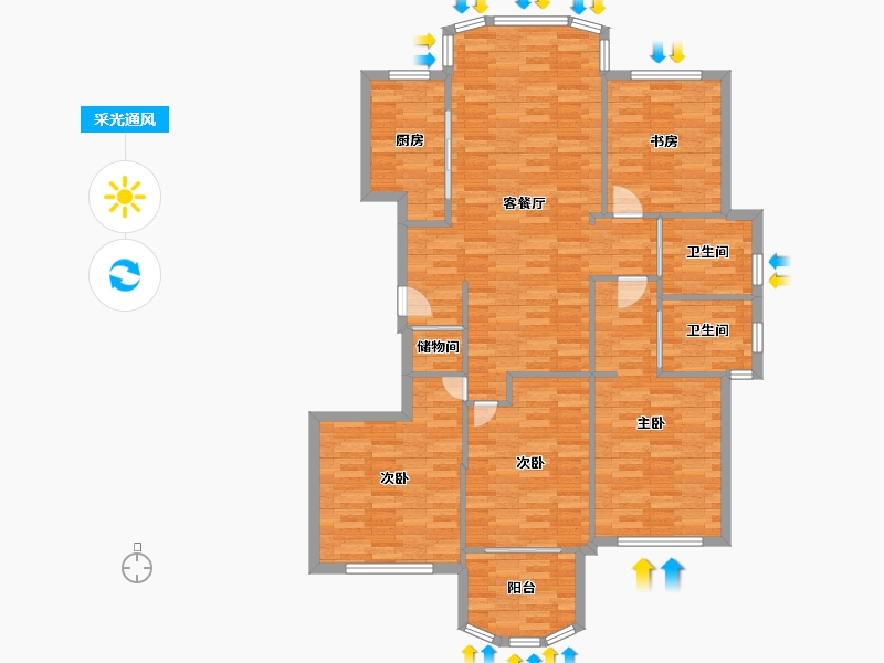 浙江省-宁波市-都市森林-124.38-户型库-采光通风