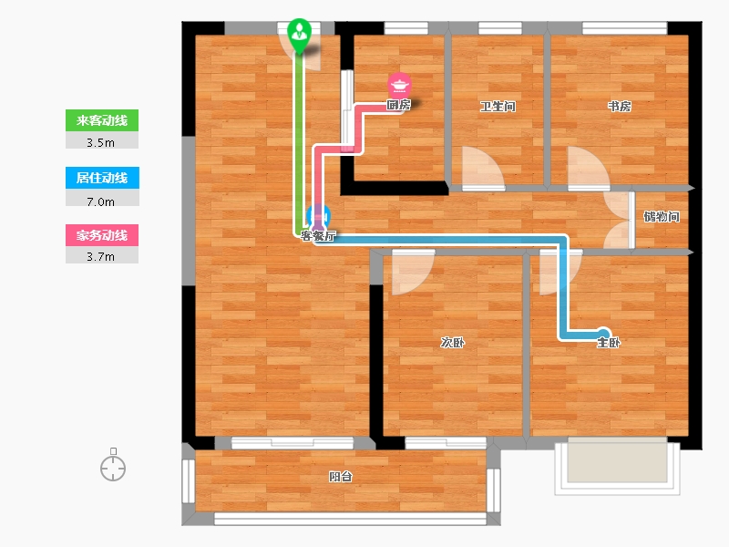 湖南省-长沙市-融创城-70.75-户型库-动静线