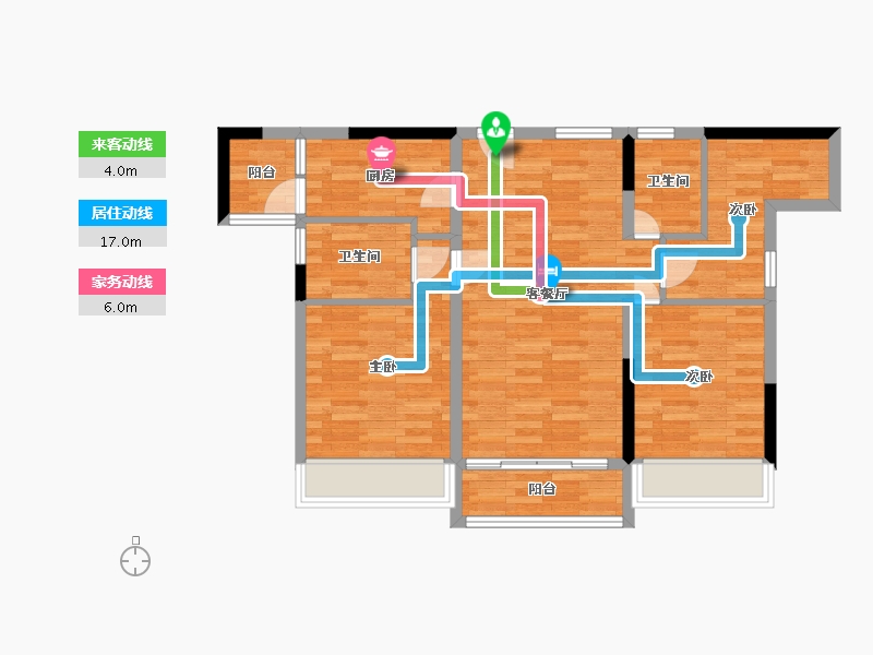 浙江省-台州市-学府水岸-76.52-户型库-动静线