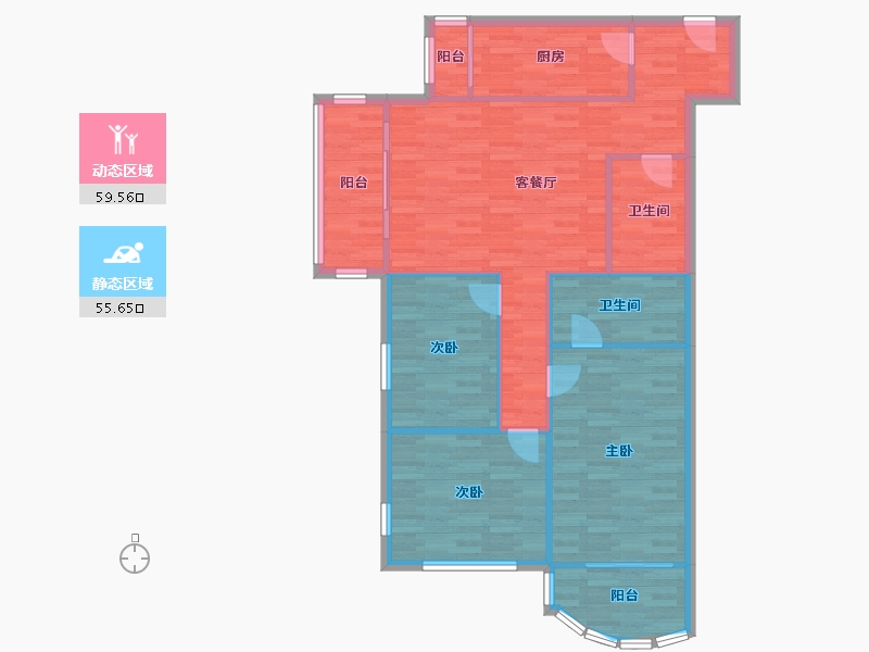 北京-北京市-天通北苑一区-105.68-户型库-动静分区