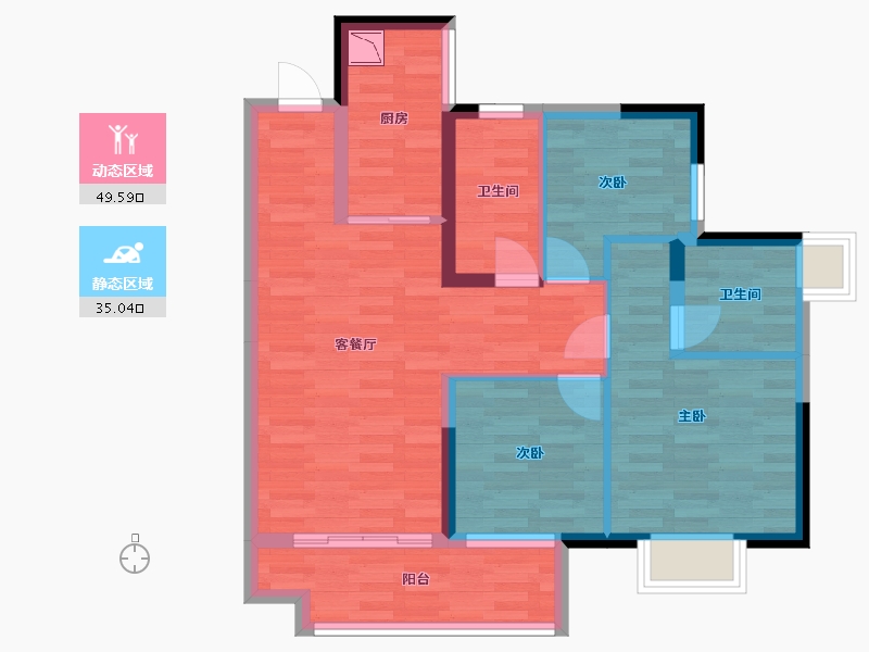 广东省-佛山市-保利茉莉公馆-74.73-户型库-动静分区