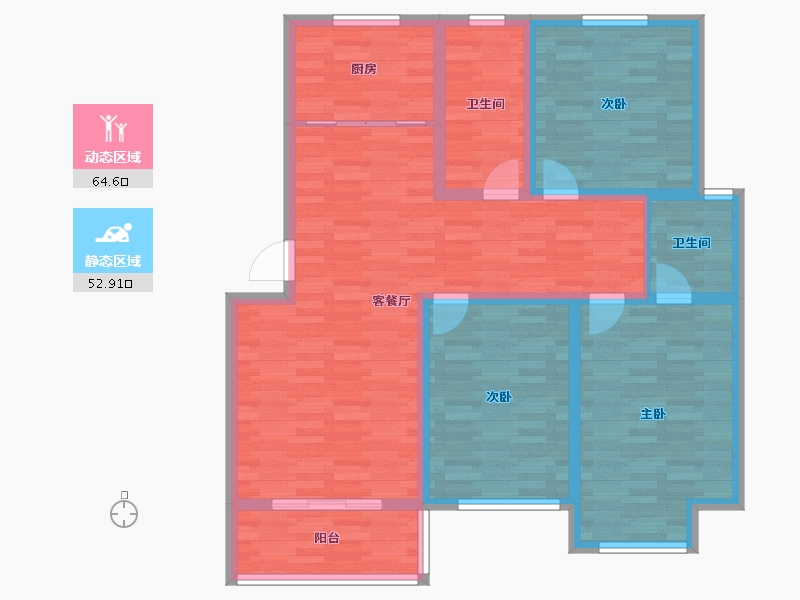 江苏省-泰州市-紫荆城-105.38-户型库-动静分区