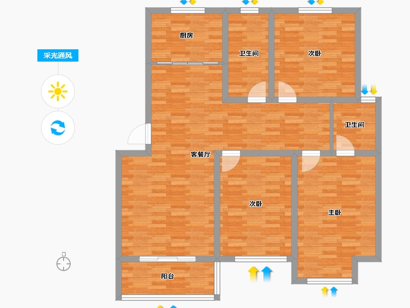 江苏省-泰州市-紫荆城-105.38-户型库-采光通风