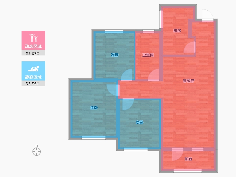 辽宁省-沈阳市-观澜壹号-75.86-户型库-动静分区