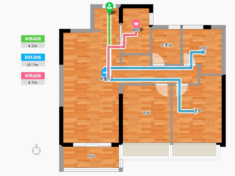 浙江省-杭州市-汀澜府-80.00-户型库-动静线