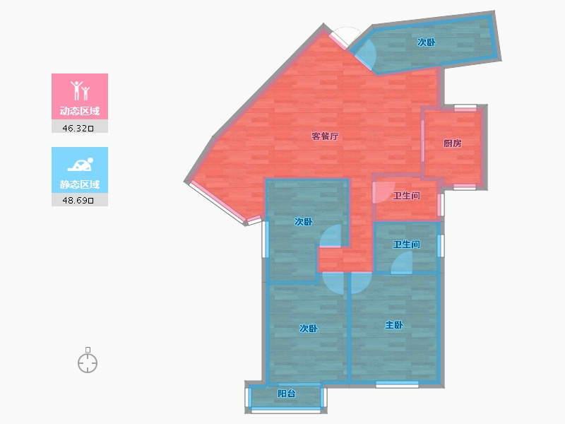 浙江省-杭州市-西子花园-85.89-户型库-动静分区