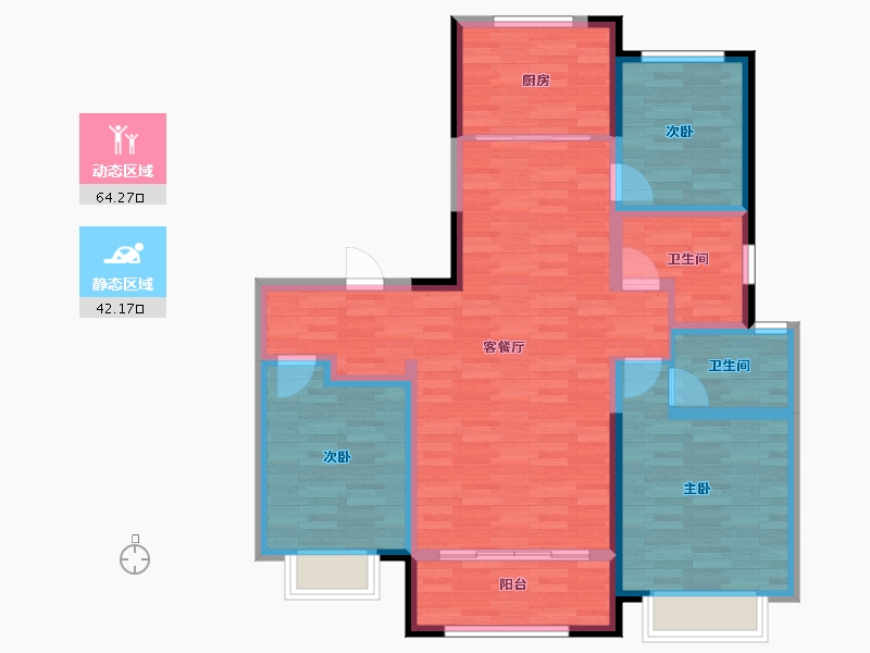 山东省-济南市-鑫苑·御泉湾-94.99-户型库-动静分区