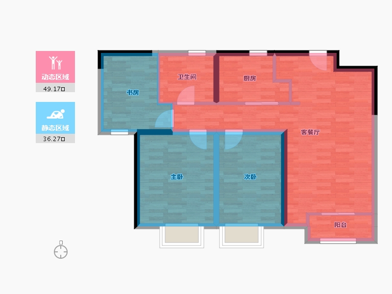 江苏省-南京市-证大阅公馆-76.00-户型库-动静分区