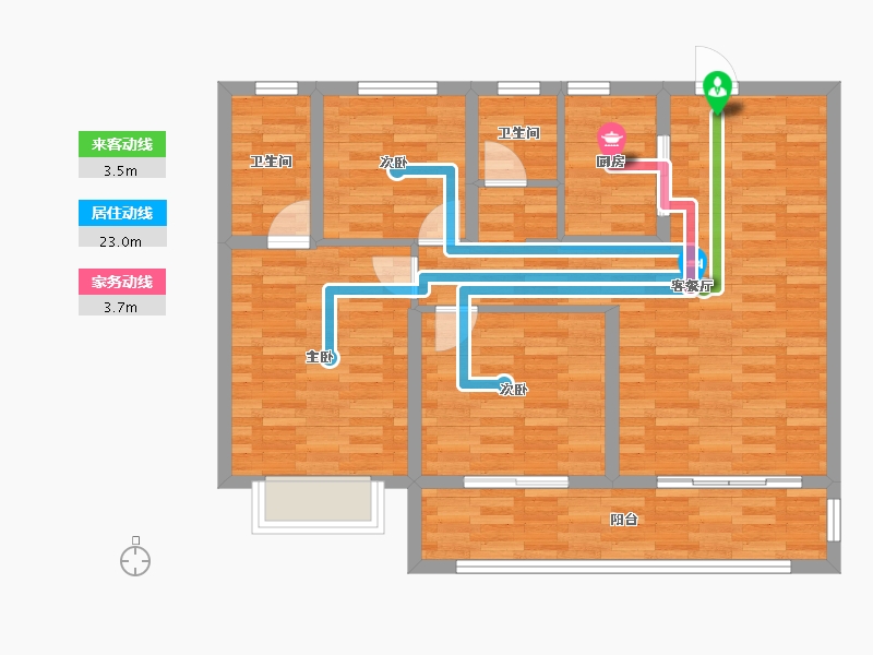 湖北省-潜江市-中南世纪雅苑-84.08-户型库-动静线