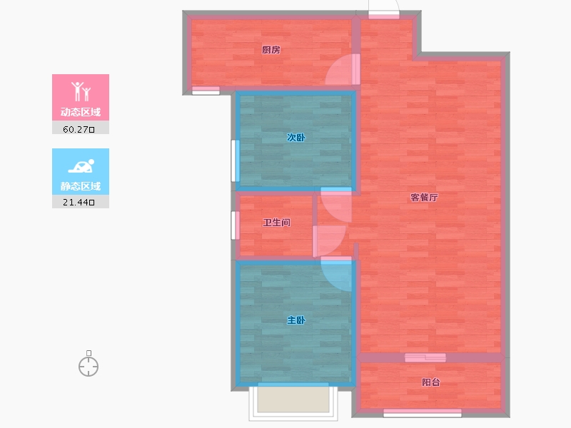 陕西省-咸阳市-丽彩・珠泉新城-72.35-户型库-动静分区