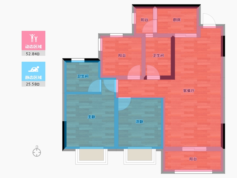 四川省-自贡市-云湖一号-67.73-户型库-动静分区