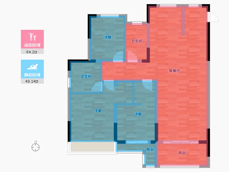 安徽省-芜湖市-伟星天樾-100.27-户型库-动静分区