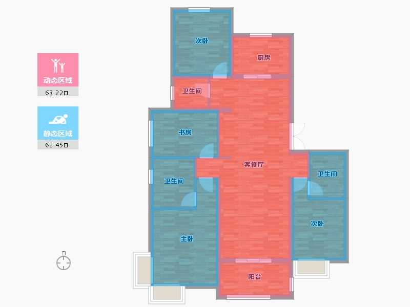 安徽省-合肥市-蓝光半岛公馆-112.06-户型库-动静分区