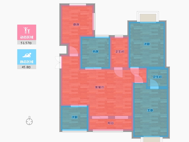 陕西省-汉中市-缙颐公园-84.77-户型库-动静分区