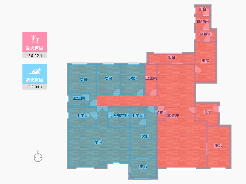 四川省-成都市-仁恒滨河湾-242.81-户型库-动静分区