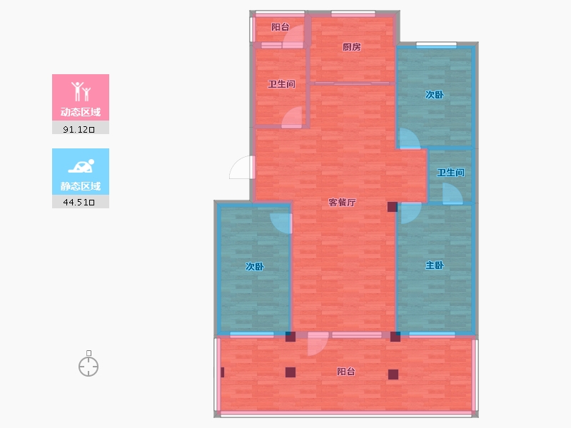 辽宁省-朝阳市-欧韵蓝湾-123.71-户型库-动静分区