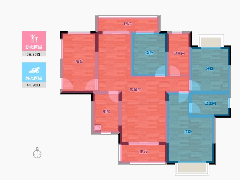 湖南省-株洲市-青龙湾-95.40-户型库-动静分区