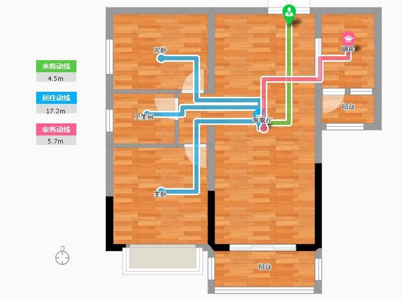 贵州省-黔东南苗族侗族自治州-鑫鼎国际名居-69.16-户型库-动静线