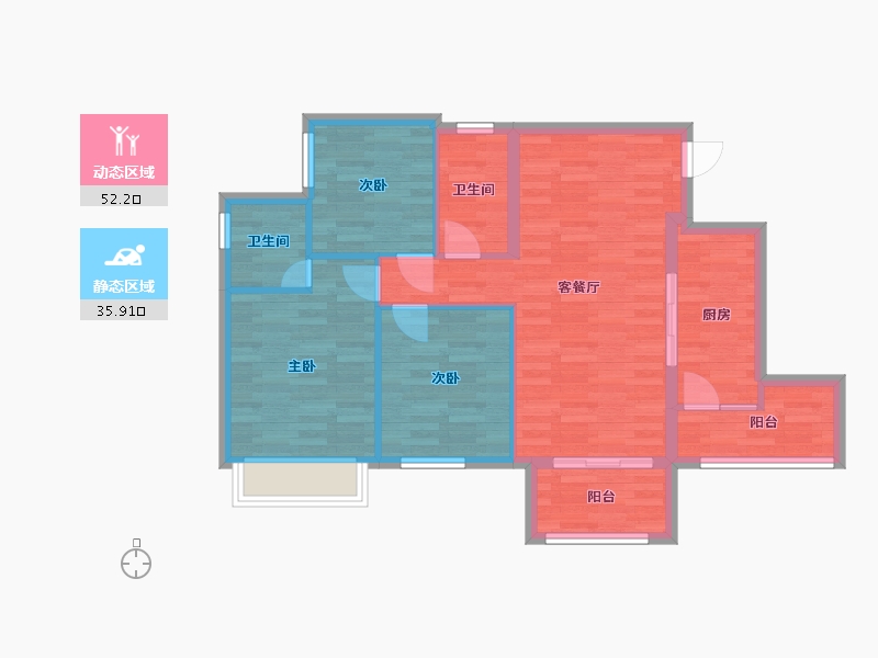 四川省-泸州市-鸿通 翡翠滨江-78.08-户型库-动静分区