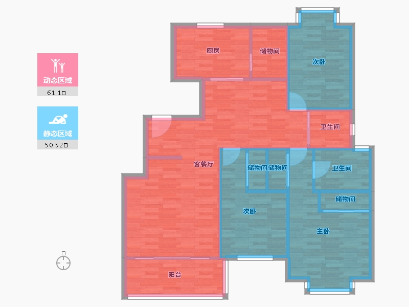 浙江省-温州市-康城五组团-101.56-户型库-动静分区