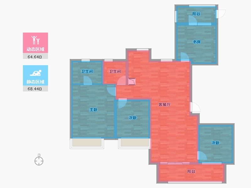 浙江省-宁波市-锦山府-119.57-户型库-动静分区