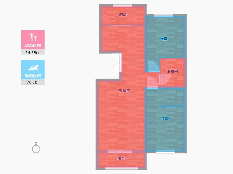 内蒙古自治区-乌兰察布市-锦华世家-75.76-户型库-动静分区