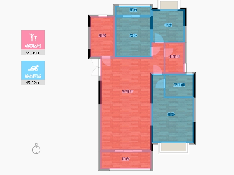 湖南省-长沙市-五矿万境蓝山-94.00-户型库-动静分区