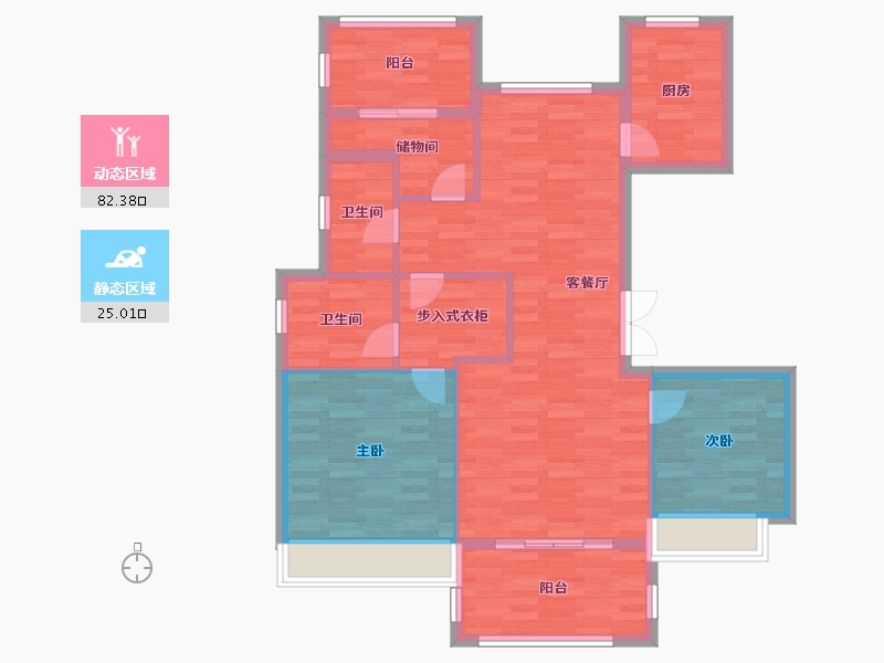 安徽省-黄山市-翼天壹号院-97.00-户型库-动静分区