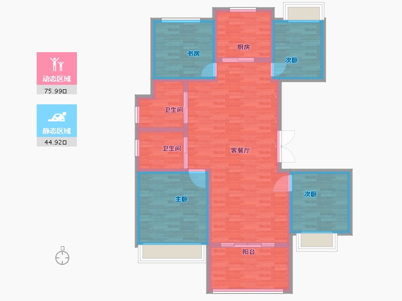 安徽省-黄山市-翼天壹号院-109.00-户型库-动静分区