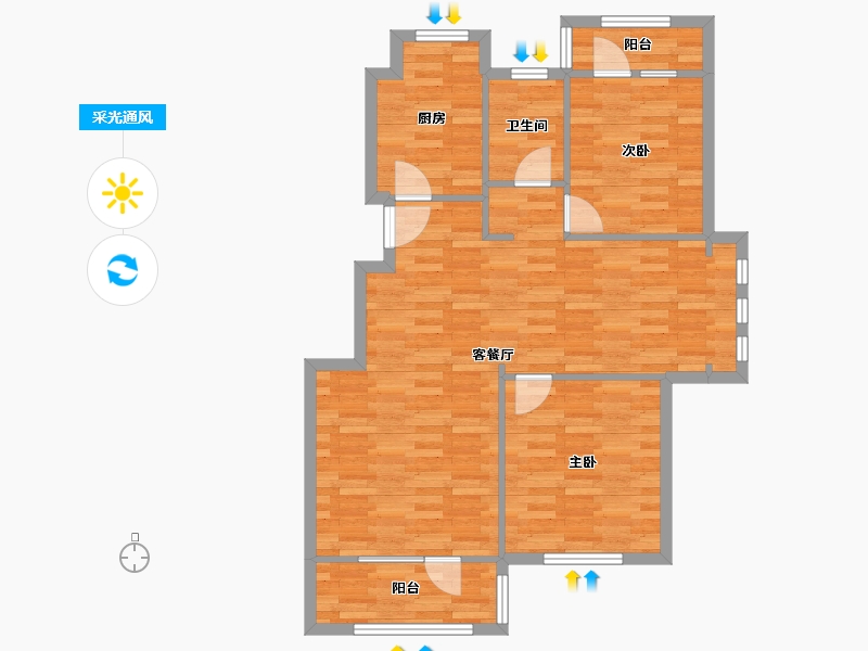 山东省-青岛市-东方华庭-83.40-户型库-采光通风