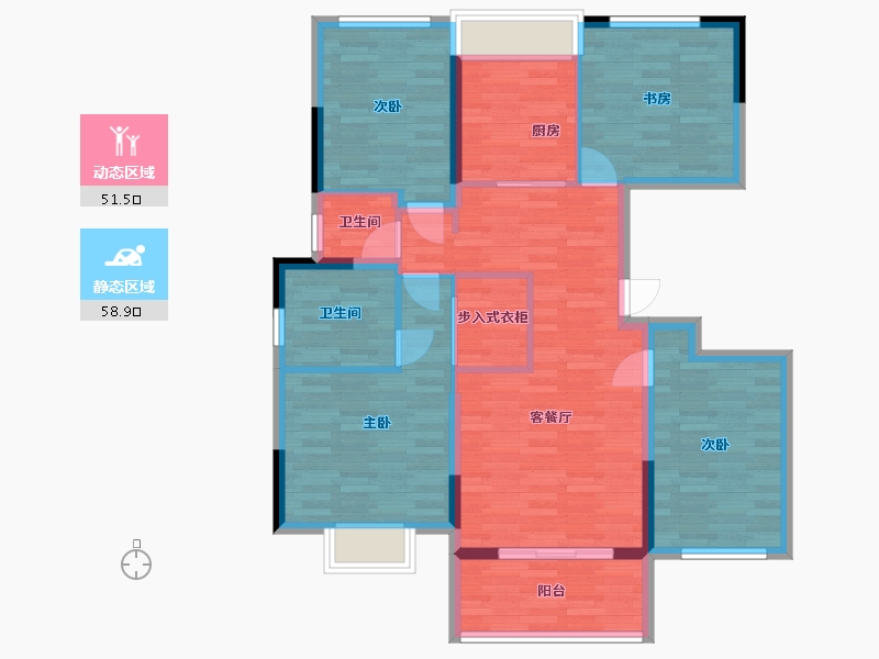 浙江省-金华市-新城盛昱-98.77-户型库-动静分区