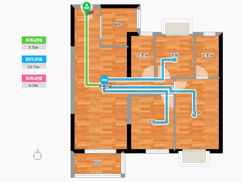 湖南省-长沙市-万科魅力之城-74.27-户型库-动静线