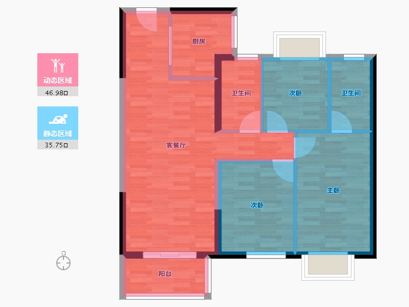 湖南省-长沙市-万科魅力之城-74.27-户型库-动静分区