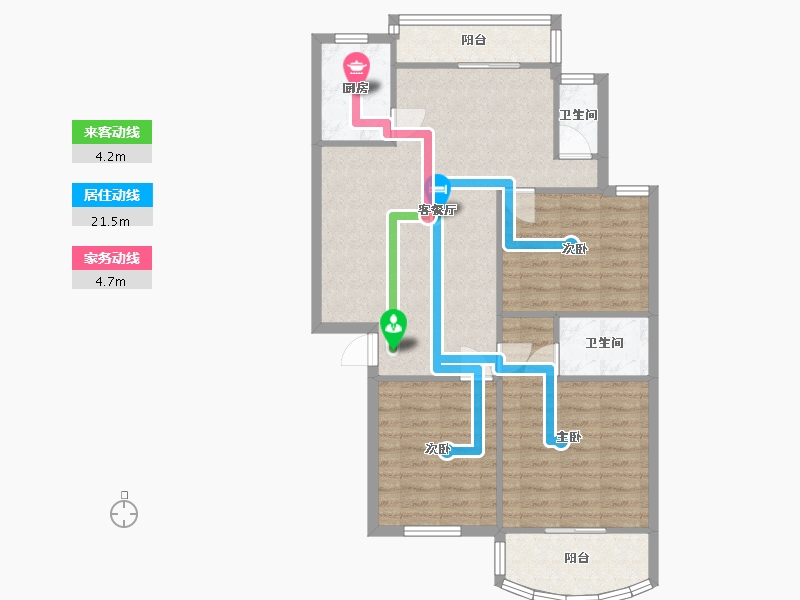 湖南省-长沙市-德政园明心苑-84.62-户型库-动静线